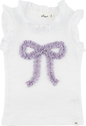 Oh Baby! Ruffle Bow Lavender Sparkle Rebekah Ruffle Tank in Oyster at Nordstrom, Size 18-24M
