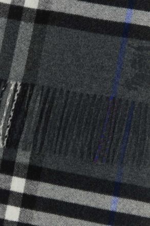 Burberry Unisex Embroidered Cashmere Check Scarf Marlboroughcharcoal Exterior: Sciarpe E Foulard Scarfs
