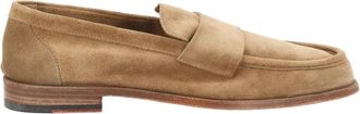 Corvari Brown Suede Loafers With Red Soles