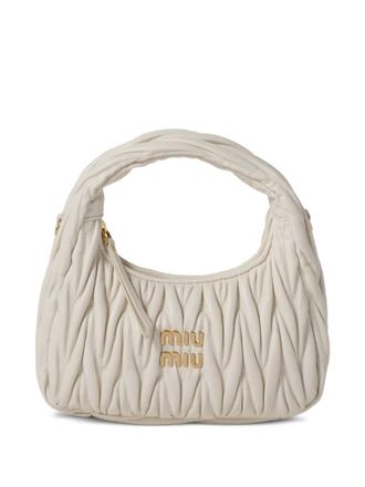 Miu Miu Wander matelass&eacute; nappa leather hobo bag - Toni neutri