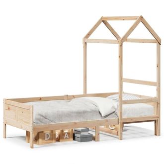 Berkfield Home Day Bed with Roof without Mattress 80x200 cm Solid Wood in Light Tan