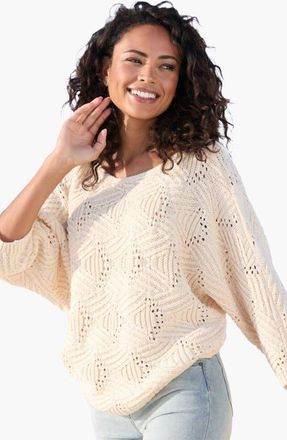 Lascana Oversized Open Work Sweater in Beige at Nordstrom, Size 2