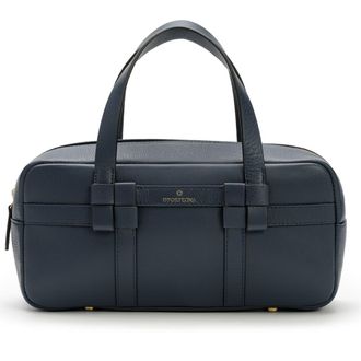 La Portegna Bibi Leather Bag With Shoulder Strap And Iconic Knots in Navy at Nordstrom
