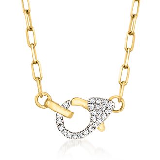 Ross-Simons Pave Diamond Paper Clip Link Necklace in 14kt Yellow Gold