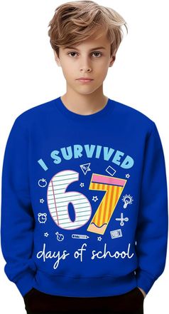 Generic Boys Girls 67 Meme Sweatshirt 6 7 Number for Kids Six Seven Meme Shirt Funny Mean Guy Christmas Sweatshirt 67 Meme Jumper Internet Joke Xmas Gift (Blu