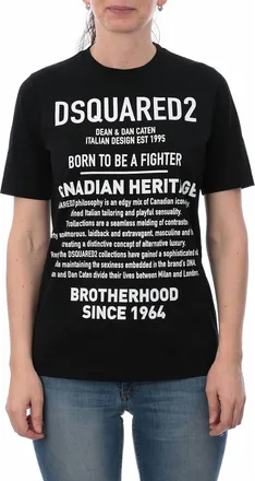 Dsquared2 Womens Canadian Heritage Print Cotton T-Shirt In Black