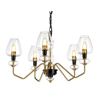 Loops 5 Bulb Chandelier Aged Brass Finish Plated & Charcoal Black Paint LED E14 40W