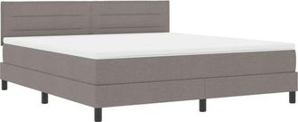 vidaXL Box Spring Bed with Mattress & LED Taupe 180x200 cm Fabric vidaXL