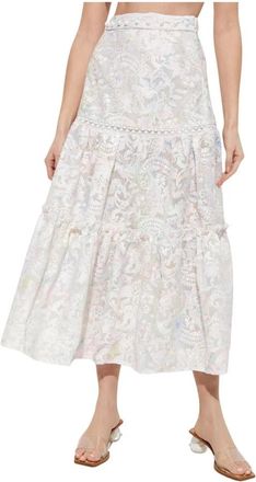 IXIAH Maxi Rok met Geborduurde Bloemen - Dames - Maxi Rokken - Wit - 2XS - Rokken