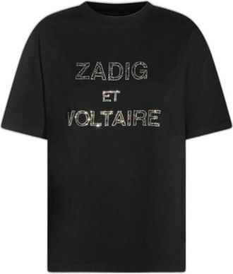 Zadig&Voltaire Edwin T-shirt met Logo-embellissement - Dames - T-shirts - Zwart - 2Xs/Xs - Katoen - Tops