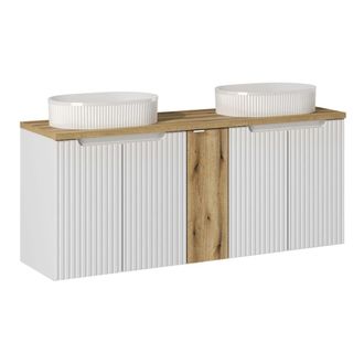 Petits Meubles Mueble doble lavabo 140cm 5 puertas paneles de melamina y mdf blanco