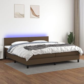 vidaXL Cama Box Spring Con Colch&oacute;n Led Tela Marr&oacute;n Oscuro 200x200 Cm Vidaxl