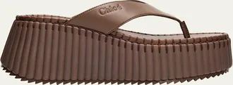 Chlo&eacute; 75mm Nama Platform Leather Thong Sandals