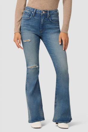 Hudson Womens High Rise Flare Petite Jeans In Coral