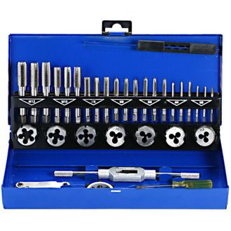 OEM Juego De Machos Y Terrajas, Juego De 32 Piezas De Machos Y Terrajas Hss, Llave De Corte M&eacute;trica M3-m12, Herramienta De Roscado Manual, Gris