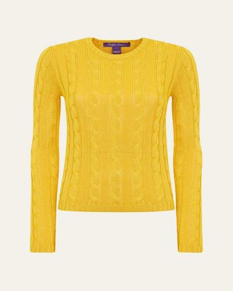 Ralph Lauren Collection Cable-Knit Silk Crewneck Sweater