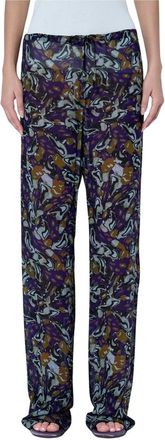 Dries Van Noten Pachas Printed Silk Straight Pants - Trousers - Mujer - P&uacute;rpura - 2XS