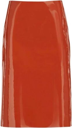 Ferragamo Leren Kokerrok - Dames - Midirokken - Rood - XS - Leer - Rokken