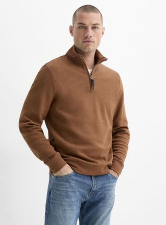 Le 31 Mens Etched stripe zip-neck sweatshirt