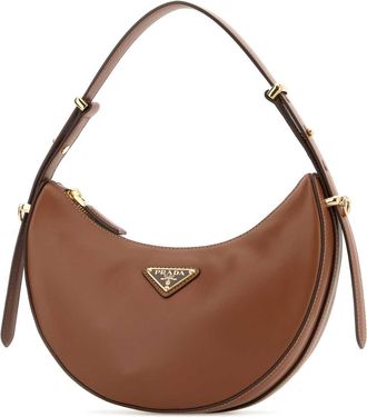 Prada Womens Leather Hobo Shoulder Cognac