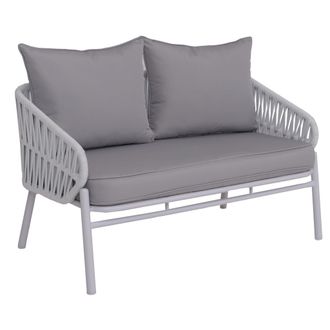 Hhg [nunca Usado] Banco De Jard&iacute;n De Aluminio Hhg-220, Sof&aacute; De Jard&iacute;n, Banco De Exterior, Tejido De Cuerda/textil (180 G/m&sup2;), Gris Claro