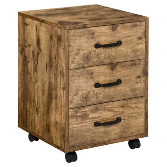 HOMCOM Rolling File Cabinet with 3 Drawers - Under Desk Mobile Filing Organizer | TJ Hughes