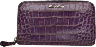 Miu Miu Pre-owned Leather Wallet - Dames - Vintage Accessoires - Paars - ONE Size - Leer - Vintage