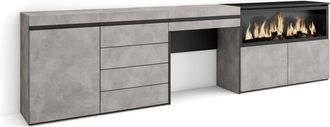 Skraut Home Tocador efecto madera cemento 284x35x75cm chimenea efecto fuego