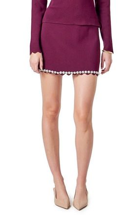 endless rose Jewel Scallop Knit Miniskirt in Dark Violet at Nordstrom, Size Small