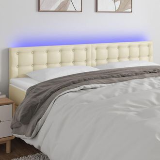 vidaXL Cabecero Con Led Cuero Sint&eacute;tico Color Crema 160x5x78/88 Cm Vidaxl