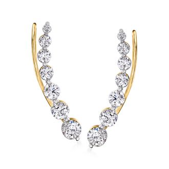 Ross-Simons Diamond Ear Climbers in 14kt Yellow Gold