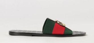 Gucci Sandali slide in canvas con monogramma GG e logo metallico
