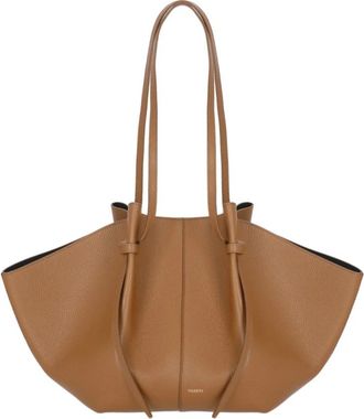 Yuzefi Tassen, Dames, Beige, ONE Size, Leer, Mochi Large Tote Bag