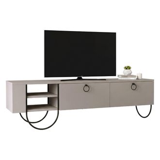 Dmora Mueble Para Tv Adige, 2 Cajones, 2 Estantes, Apertura Abatible, 150x36x44h Cm Beige