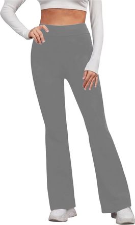 Generic Bootcut Yoga Pants for Women Seamless High Waisted Flare Leggings Ladies Opaque Tummy Control Bootleg Stretch Trousers Casual Plain Leggings for Gym S