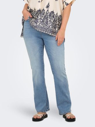 Only Carmakoma Bootcut-Jeans ONLY CARMAKOMA CARSALLY HW SK FLARED DNM BJ759, Damen, Gr. 50, L&auml;nge 32, blau (light medium blau denim), Denim/Jeans, Obermaterial: 64% 