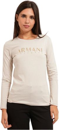 A|X Armani Exchange Tops, Dames, Beige, XS, Katoen, Long Sleeve Jersey Top