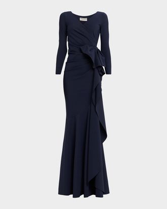 La Petite Robe Di Chiara Boni Maco Bow-Draped Jersey Gown
