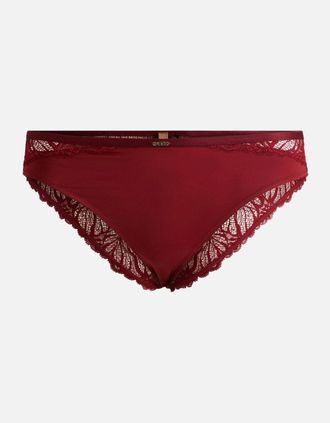 HUGO BOSS Womens Bianca Lace Brief, Burgundy Red - Size: 10