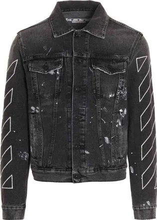 Off-white Mens Off-White SS22 Printing Denim Jacket Black OMYE079S22DEN0011101