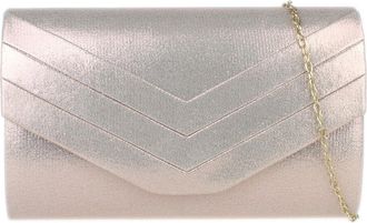 Girly HandBags Womens Faux Suede Plain Clutch Bag Medium Rose Gold