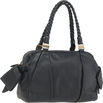 Ferragamo Vala Handbag Leather Black Leather Handbag (Pre-Owned)