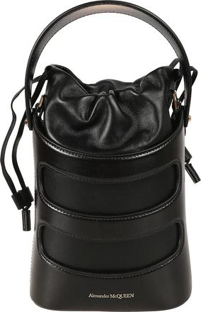 Alexander McQueen Zwarte Rise Mini Bucket Tas - Dames - Schoudertassen - Zwart - ONE Size - Leer - Tassen