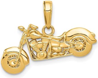 Diamond2Deal 14k Yellow Gold Gold Polished and Textured 3-D Motorcycle Pendant