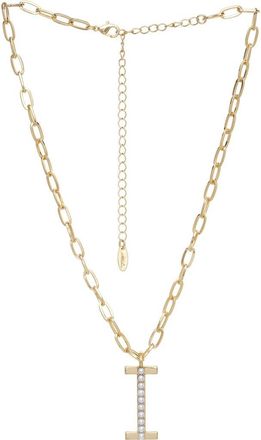 Ettika Imitation Pearl Initial Pendant Necklace in Gold- I at Nordstrom