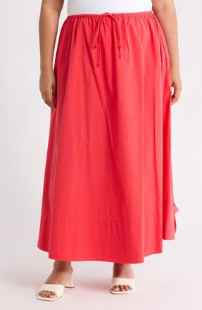 Renee C Cotton Poplin Maxi Skirt in Tomato at Nordstrom Rack, Size 3X