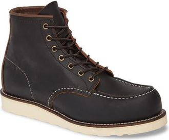Red Wing Shoes 6 Inch Moc Toe Boot in Black Prairie Leather at Nordstrom, Size 10.5
