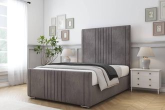 Comfort Beds Royal Naples Bed Frame With Mattress-50 Upholstered in Grey | Size: Single