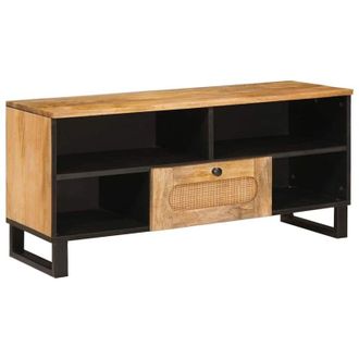 vidaXL TV Cabinet with Drawer Brown 100 x 33 x 46 cm Solid Mango Wood vidaXL