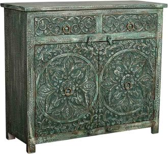 Wanderlust Deco Aparador de madera envejecido 103x40x90 verde